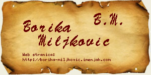 Borika Miljković vizit kartica